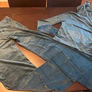 NWT Juicy Couture Velour sea green Track Suit sweatsuit women’s hoodie